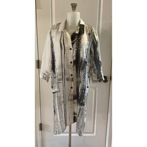 Crea Concept Black White Button Shirt Duster Lagenlook Artsy Size EU 40 / US M-L